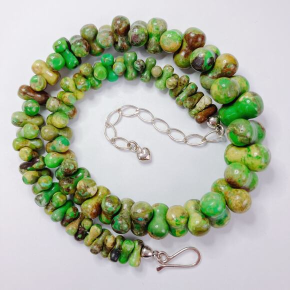 Signed Jay King DTR Green Turquoise Sterling Silver Gemstone Bead Necklace VTG - Picture 11 of 12